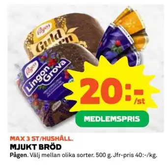 Coop MJUKT BRÖD Pågen erbjuda