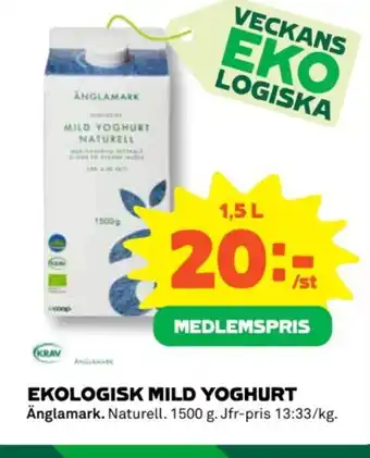 Coop EKOLOGISK MILD YOGHURT Änglamark erbjuda