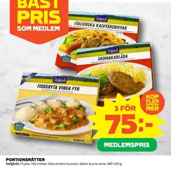 Coop PORTIONSRÄTTER Dafgårds erbjuda