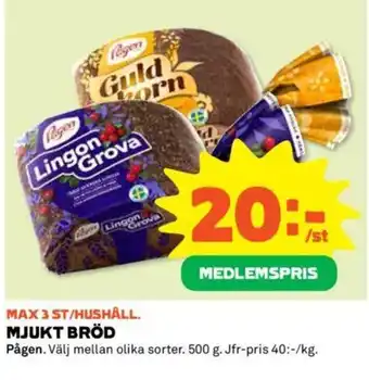 Coop MJUKT BRÖD Pågen erbjuda