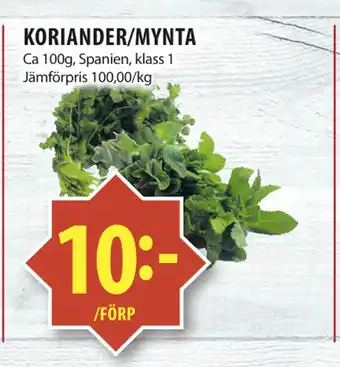 Matvärlden Tensta KORIANDER/MYNTA erbjuda