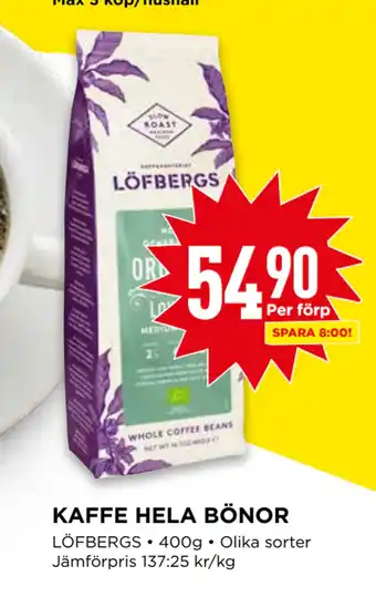 Willys KAFFE HELA BÖNOR erbjuda