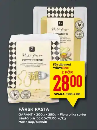 Willys FÄRSK PASTA erbjuda