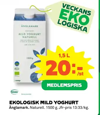Coop EKOLOGISK MILD YOGHURT erbjuda