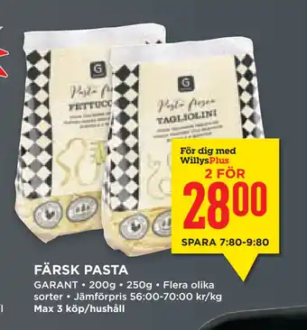 Willys Hemma FÄRSK PASTA erbjuda