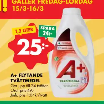ÖoB A+ FLYTANDE TVÄTTMEDEL erbjuda