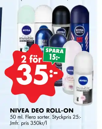 ÖoB NIVEA DEO ROLL-ON erbjuda