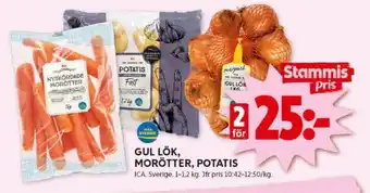 ICA Kvantum GUL LÖK, MORÖTTER, POTATIS erbjuda