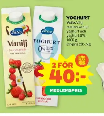 Stora Coop Valio yoghurt erbjuda