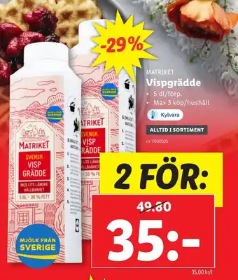 Lidl Vispgrädde erbjuda