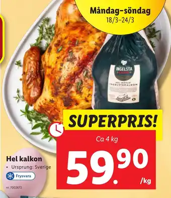 Lidl Hel kalkon erbjuda