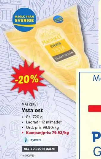 Lidl Ysta ost erbjuda