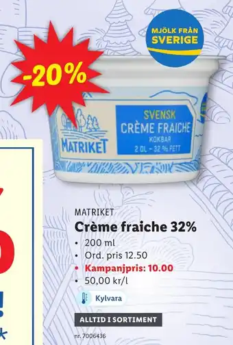 Lidl Crème fraiche 32% erbjuda