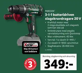 Lidl 3-i-1 batteridriven slagskruvdragare 20 V erbjuda