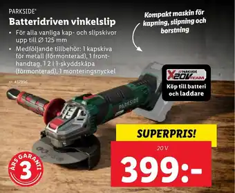 Lidl Batteridriven vinkelslip erbjuda
