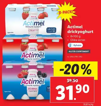 Lidl Actimel drickyoghurt erbjuda