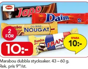 Bo Ohlsson Marabou dubbla stycksaker. 43 - 60 g. erbjuda