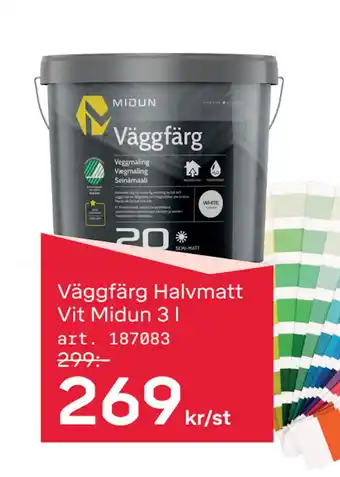 Byggmax Väggfärg Halvmatt Vit Midun 3 l erbjuda