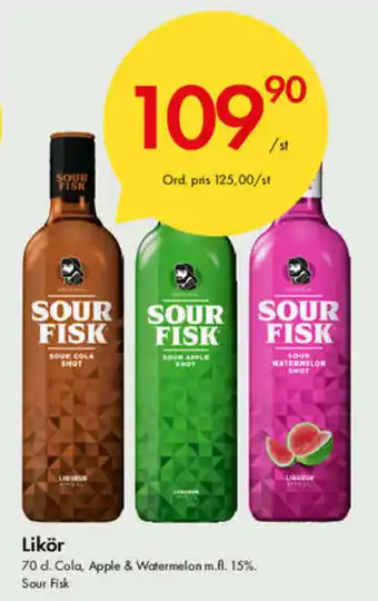 Snabbgross Sour Fisk Likör 70 cl erbjuda