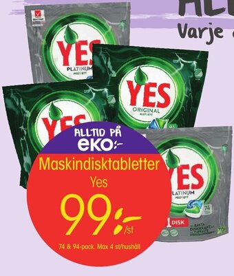 EKO Yes Maskindisktabletter erbjuda