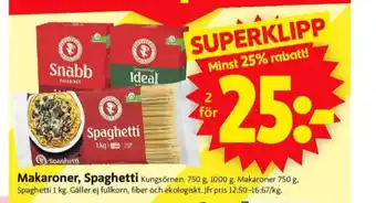 ICA Supermarket Kungsörnen makaroner erbjuda
