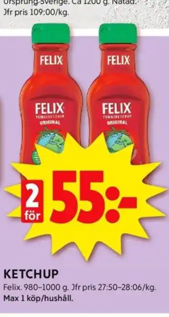 ICA Kvantum Felix ketchup erbjuda
