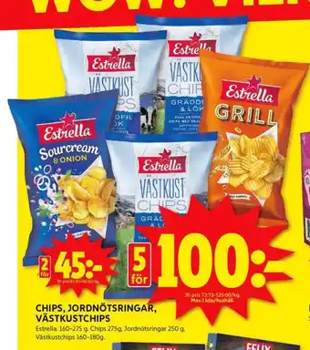 ICA Kvantum Estrella chips sourcream & onion erbjuda