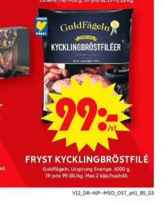 ICA Maxi Guldfågeln kycklingbröstfilé erbjuda