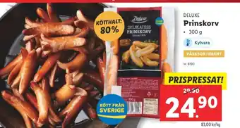 Lidl Deluxe prinskorv erbjuda