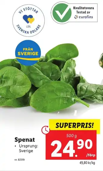 Lidl Spenat 500 g erbjuda