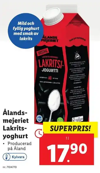 Lidl Ålandsmejeriet Lakrits yoghurt 1l erbjuda