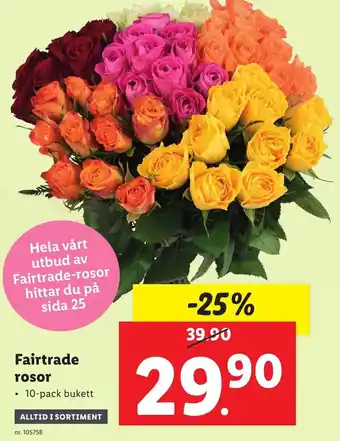 Lidl Fairtrade rosor 10-pack bukett erbjuda