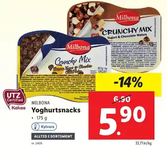 Lidl Milbona Yoghurtsnacks 175 g erbjuda