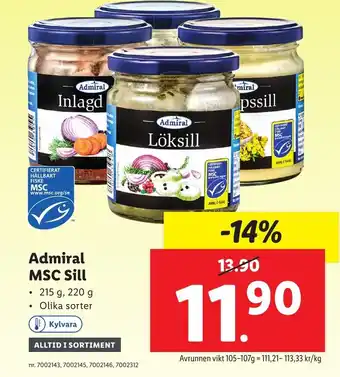 Lidl Admiral MSC Sill 215 g, 220 g erbjuda