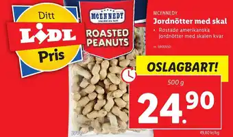 Lidl McEnnedy Jordnötter med skal 500 g erbjuda