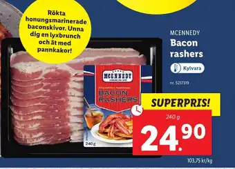 Lidl McEnnedy Bacon rashers 240 g erbjuda