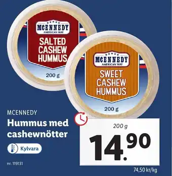 Lidl McEnnedy Hummus med cashewnötter 200 g erbjuda