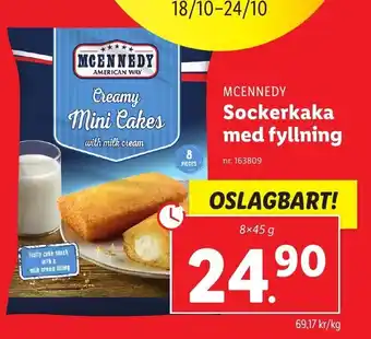 Lidl McEnnedy Sockerkaka med fyllning 8x45 g erbjuda
