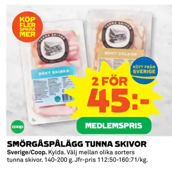 Coop Daglivs SMÖRGÅSPÅLÄGG TUNNA SKIVOR erbjuda