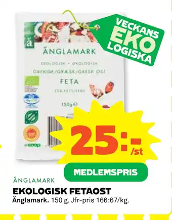Coop Daglivs EKOLOGISK FETAOST erbjuda