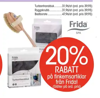 EKO 20% RABATT på finkemsartiklar från Frida! erbjuda