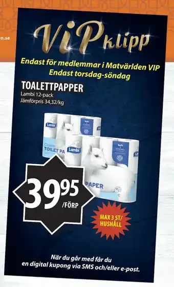 Matvärlden Tensta TOALETTPAPPER erbjuda