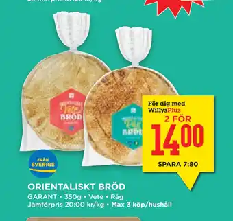 Willys Hemma ORIENTALISKT BRÖD erbjuda
