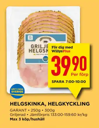 Willys HELGSKINKA, HELGKYCKLING erbjuda