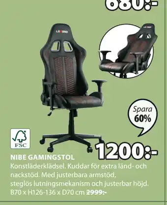JYSK NIBE GAMINGSTOL erbjuda