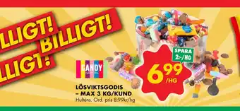 ÖoB LÖSVIKTSGODIS – MAX 3 KG/KUND erbjuda