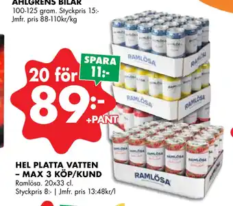 ÖoB HEL PLATTA VATTEN – MAX 3 KÖP/KUND erbjuda