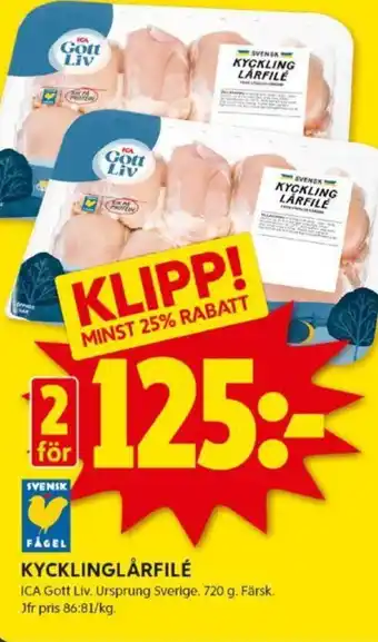 ICA Kvantum KYCKLINGLÅRFILÉ erbjuda