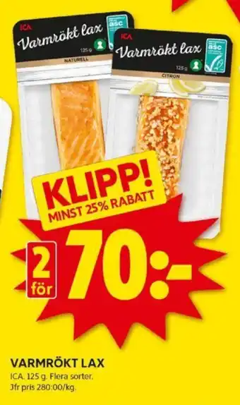 ICA Kvantum VARMRÖKT LAX erbjuda