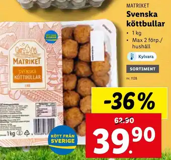 Lidl Svenska köttbullar erbjuda